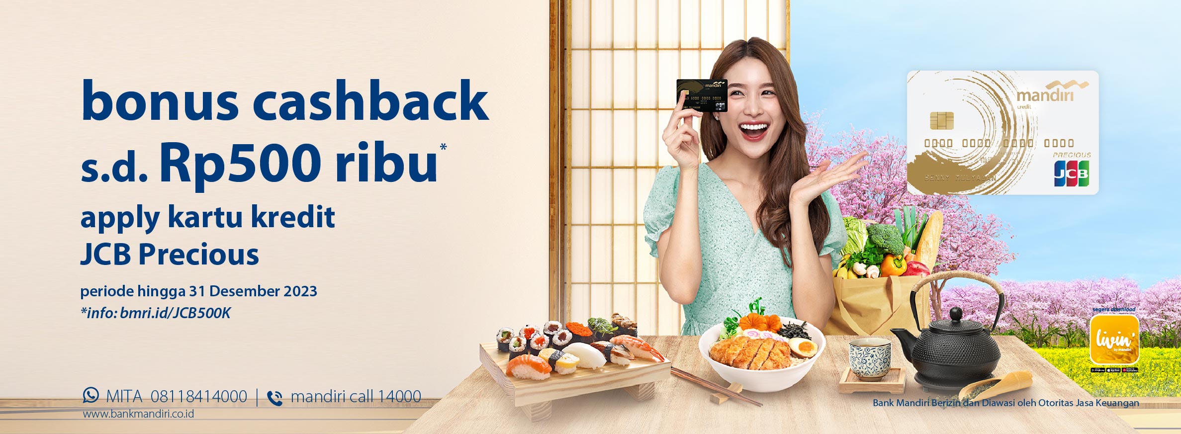 Special Welcome Bonus JCB Precious Cashback Rp500 Ribu || Mandiri Kartu ...